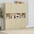 South Shore Liora Set of Bookcase and 2 2-Door Narrow Bookcases  Bleached Oak