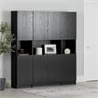 South Shore Liora 3 Piece Wall Bookcase Set in Black Oak