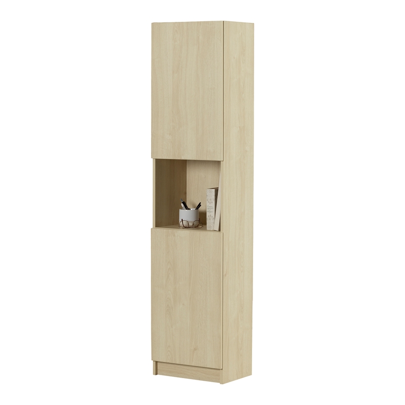 South Shore Olea 2-Door Narrow Bookcase Bleached Oak