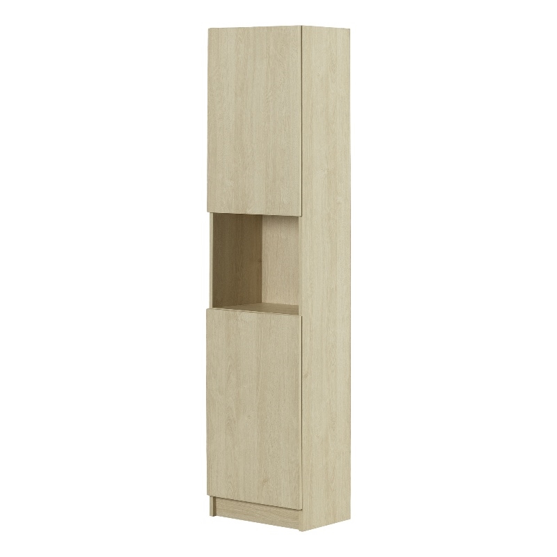 South Shore Olea 2-Door Narrow Bookcase Bleached Oak