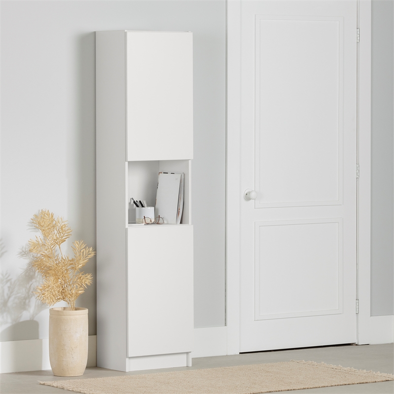 South Shore Olea 2-Door Narrow Bookcase Pure White