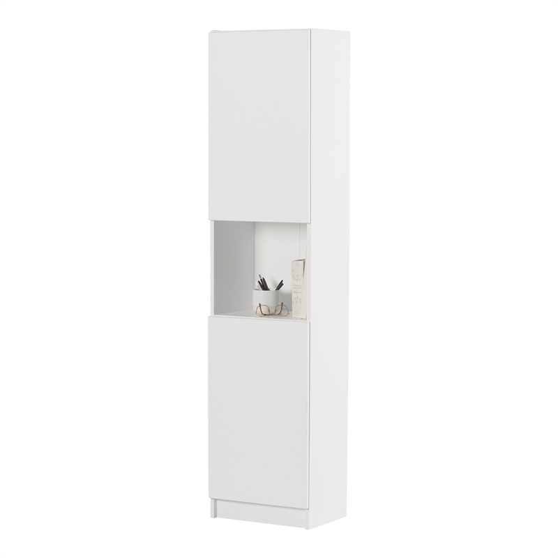 South Shore Olea 2-Door Narrow Bookcase Pure White