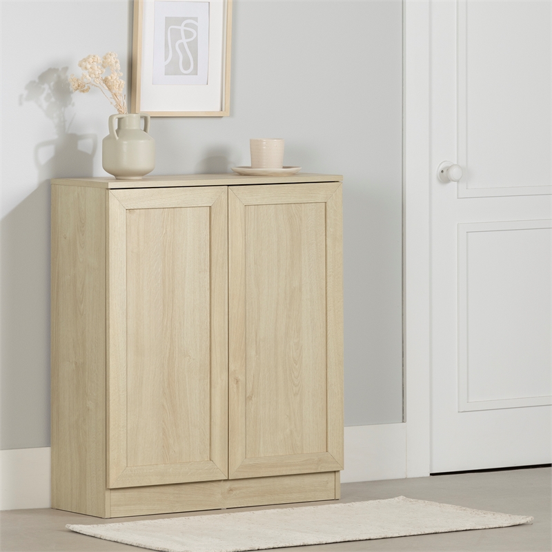 South Shore Arum 2-Door Sideboard with Shelves  Bleached Oak