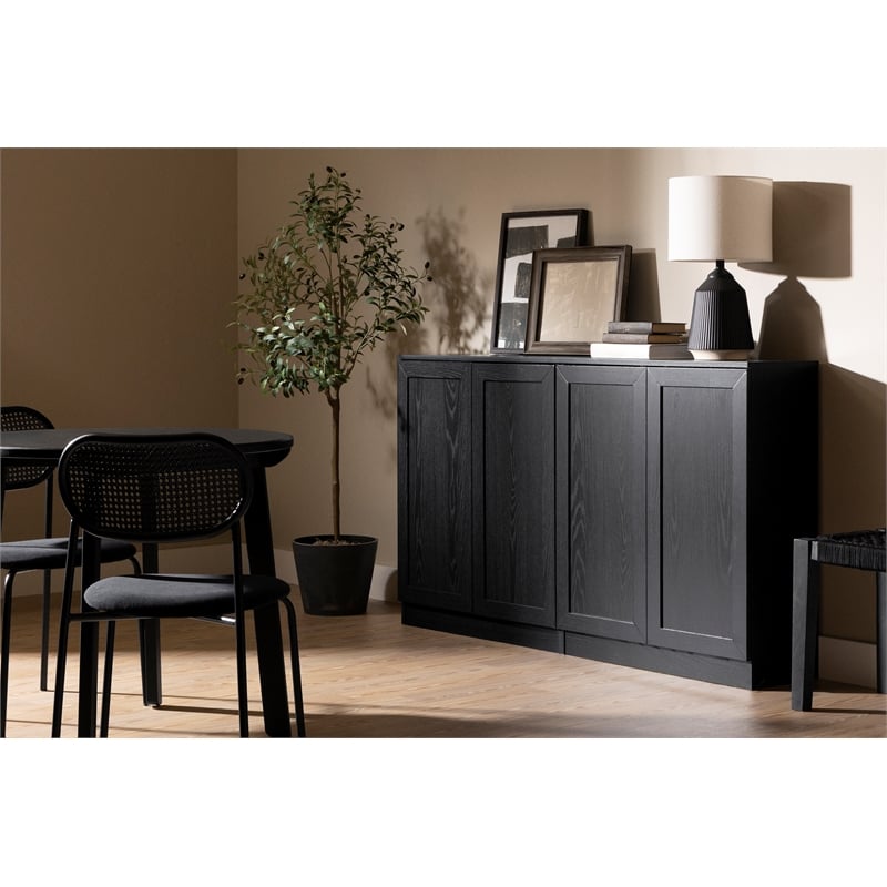 South Shore Arum 2-Door Sideboard with Shelves  Black Oak