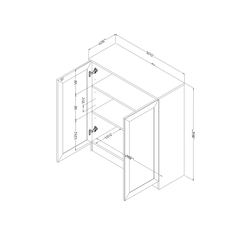 South Shore Arum 2-Door Sideboard with Shelves  Black Oak
