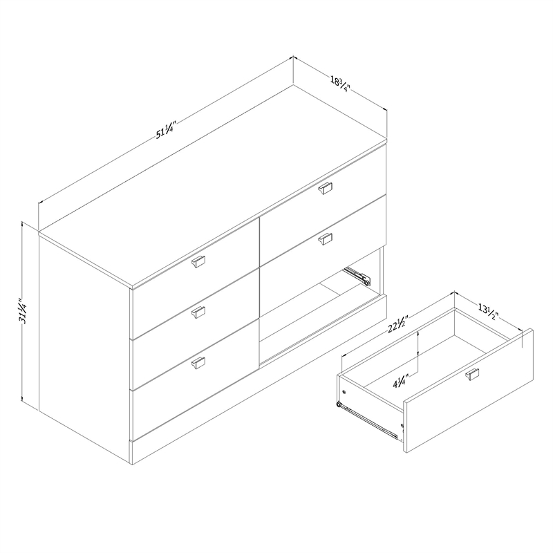 South Shore Spark 6-Drawer Dresser  Pure White