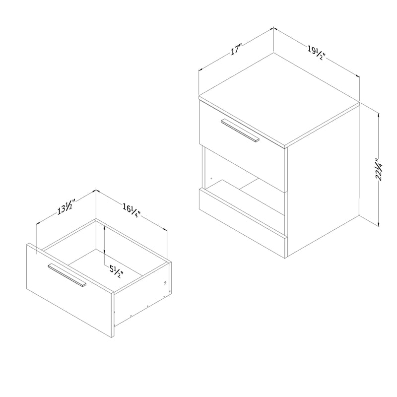 South Shore Step One Essential 2-Drawer Nightstand  Nordik Oak