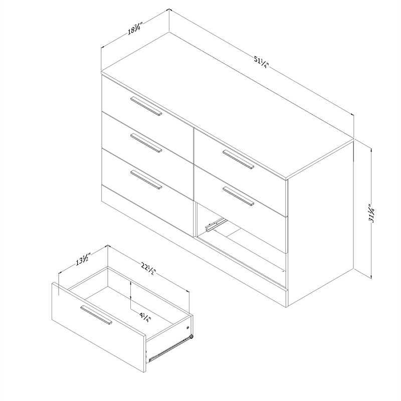 South Shore Step One Essential 6-Drawer Dresser  Bleached Oak