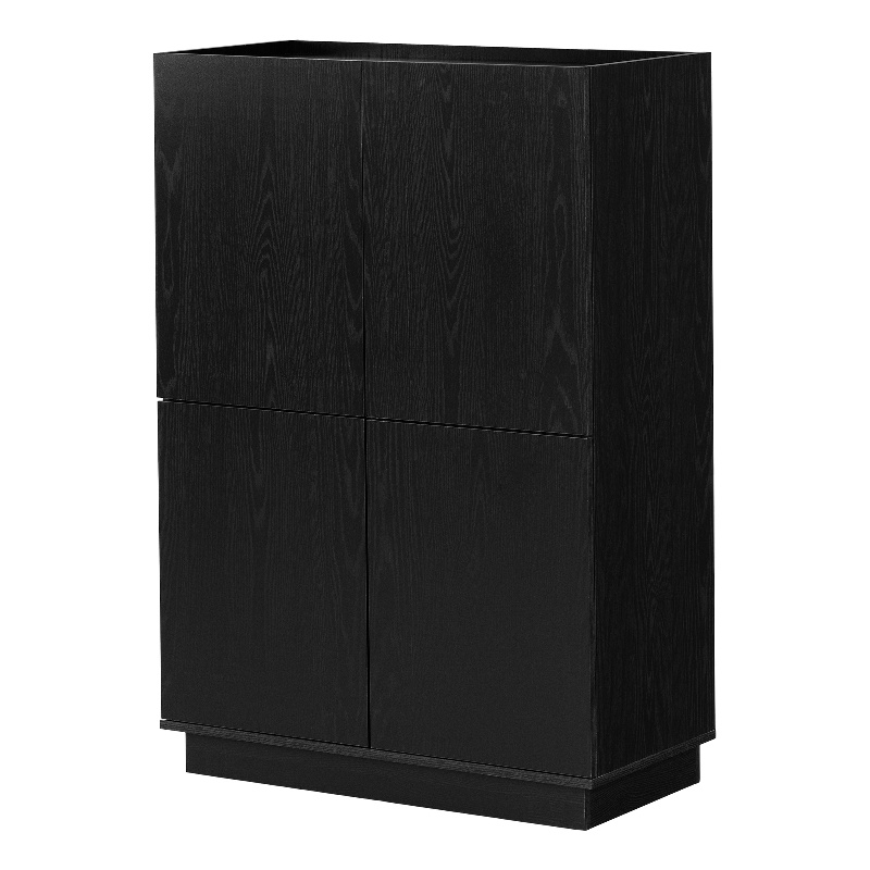 South Shore Liora 4-Door Bookcase with Shelves  Black Oak