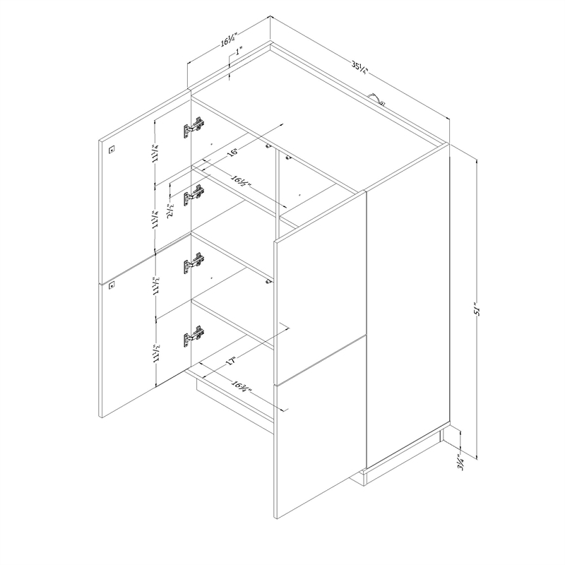 South Shore Liora 4-Door Bookcase with Shelves  Bleached Oak