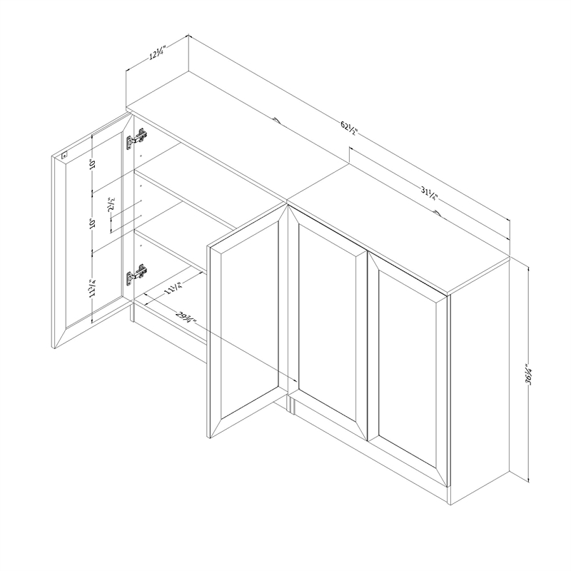 South Shore Arum Set of 2 Sideboards with Shelves  Black Oak