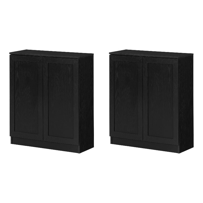 South Shore Arum Set of 2 Sideboards with Shelves  Black Oak
