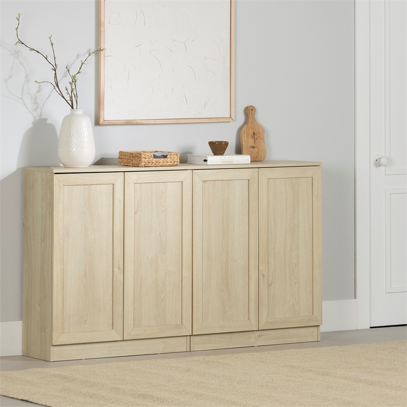 South Shore Arum Set of 2 Sideboards with Shelves  Bleached Oak