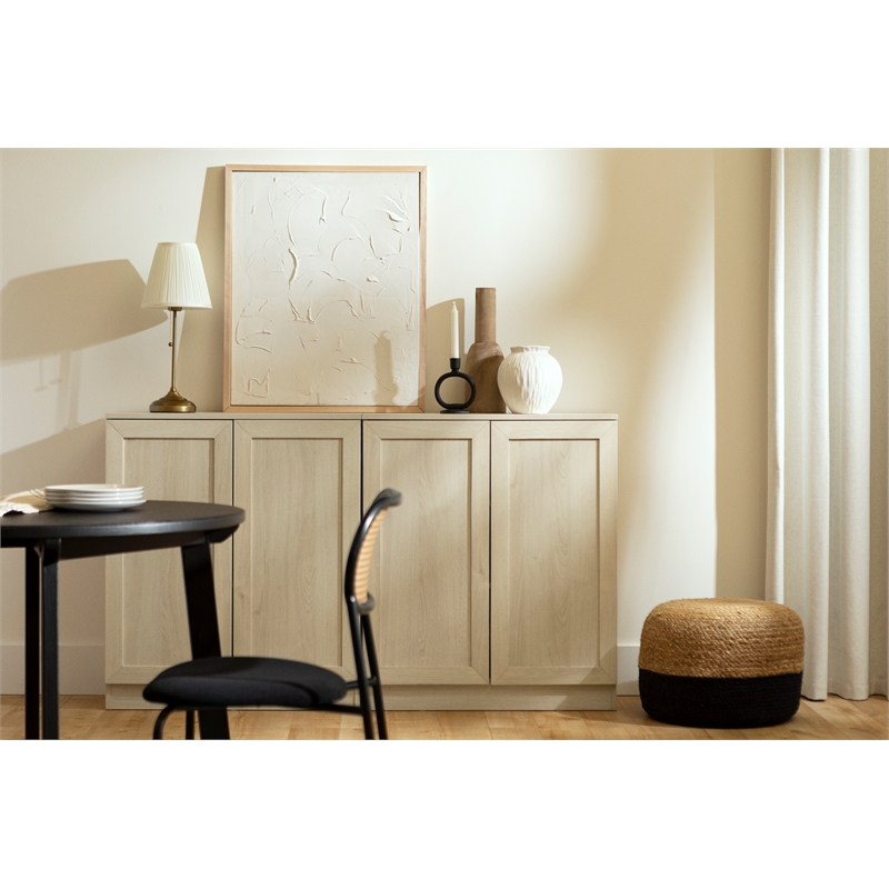 South Shore Arum Set of 2 Sideboards with Shelves  Bleached Oak