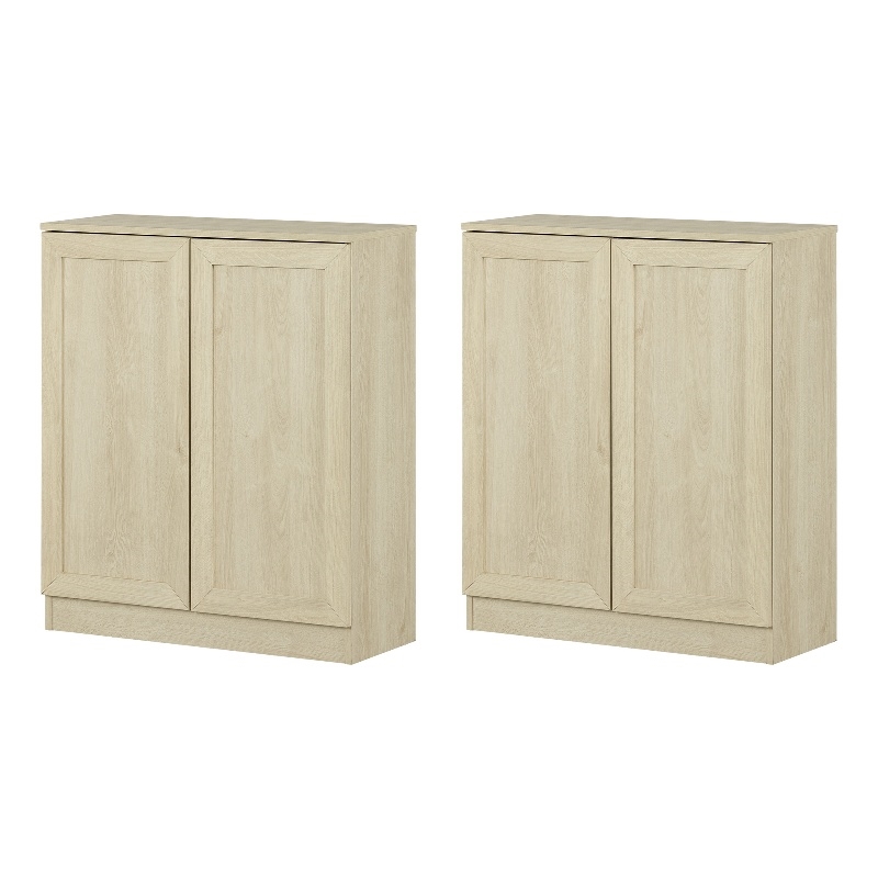 South Shore Arum Set of 2 Sideboards with Shelves  Bleached Oak
