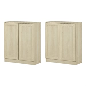South Shore Arum Set of 2 Sideboards with Shelves  Bleached Oak