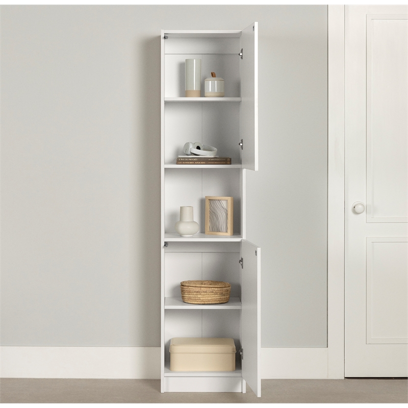 South Shore Liora 2-Door Narrow Bookcase Pure White