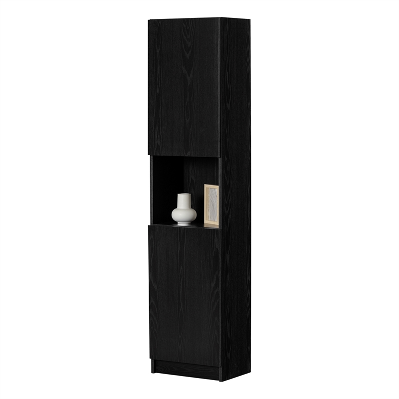 South Shore Liora 2-Door Narrow Bookcase Black Oak