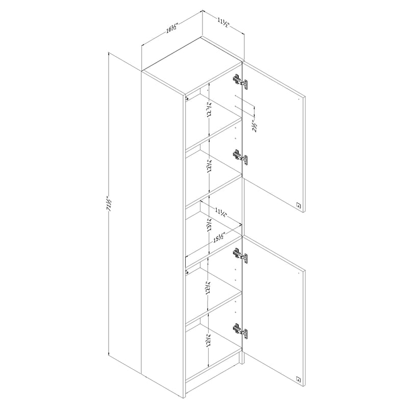 South Shore Liora 2-Door Narrow Bookcase Bleached Oak
