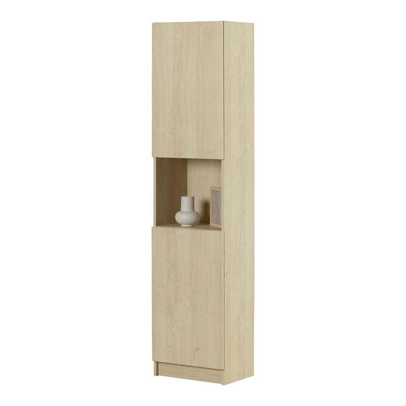 South Shore Liora 2-Door Narrow Bookcase Bleached Oak