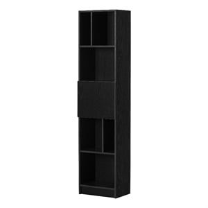 South Shore Liora 5-Shelf Narrow Bookcase Narrow Black Oak