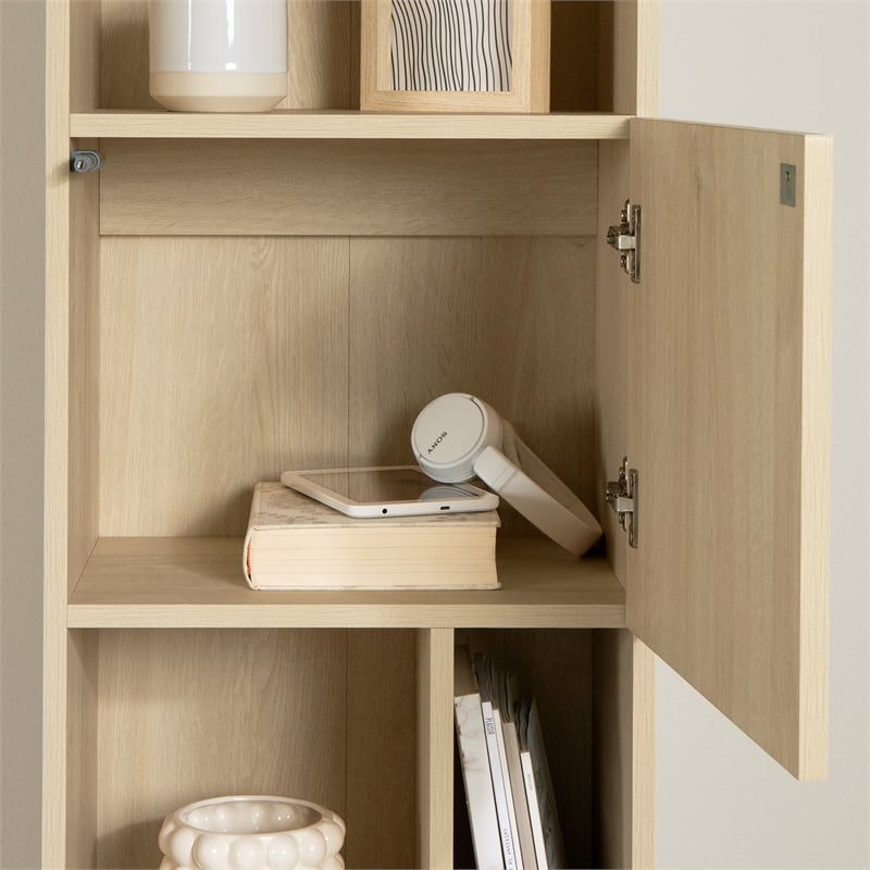 South Shore Liora 5-Shelf Narrow Bookcase Narrow Bleached Oak