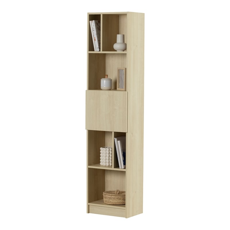 South Shore Liora 5-Shelf Narrow Bookcase Narrow Bleached Oak