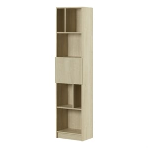 South Shore Liora 5-Shelf Narrow Bookcase Narrow Bleached Oak