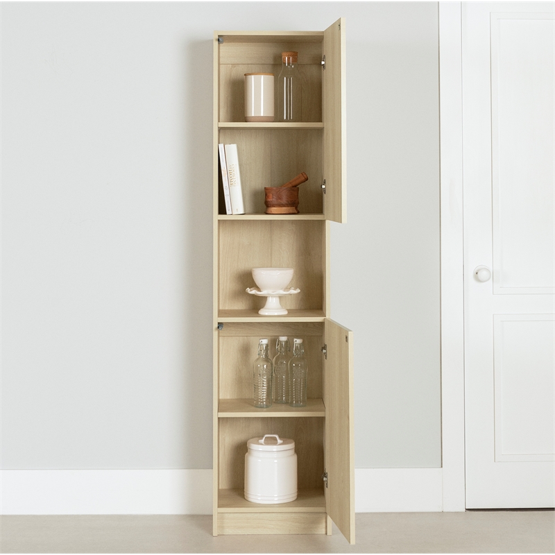 South Shore Arum 2-Door Narrow Storage Cabinet Narrow Bleached Oak