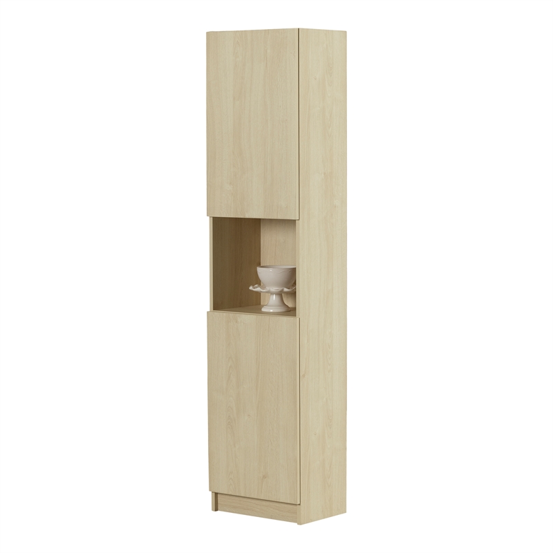 South Shore Arum 2-Door Narrow Storage Cabinet Narrow Bleached Oak