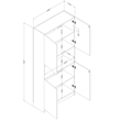 South Shore Liora 4-Door Bookcase with Open Storage Wide Pure White
