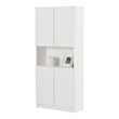South Shore Liora 4-Door Bookcase with Open Storage Wide Pure White