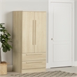 South Shore Acapella Wardrobe Armoire with Doors and Drawers  Bleached Oak