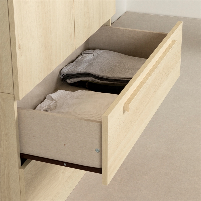 South Shore Acapella Wardrobe Armoire with Doors and Drawers  Bleached Oak
