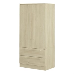 South Shore Acapella Wardrobe Armoire with Doors and Drawers  Bleached Oak