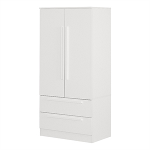 South Shore Acapella Wardrobe Armoire with Doors and Drawers  Pure White