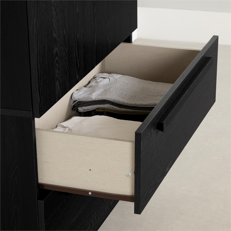 South Shore Acapella Wardrobe Armoire with Doors and Drawers  Black Oak