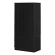 South Shore Acapella Wardrobe Armoire with Doors and Drawers  Black Oak