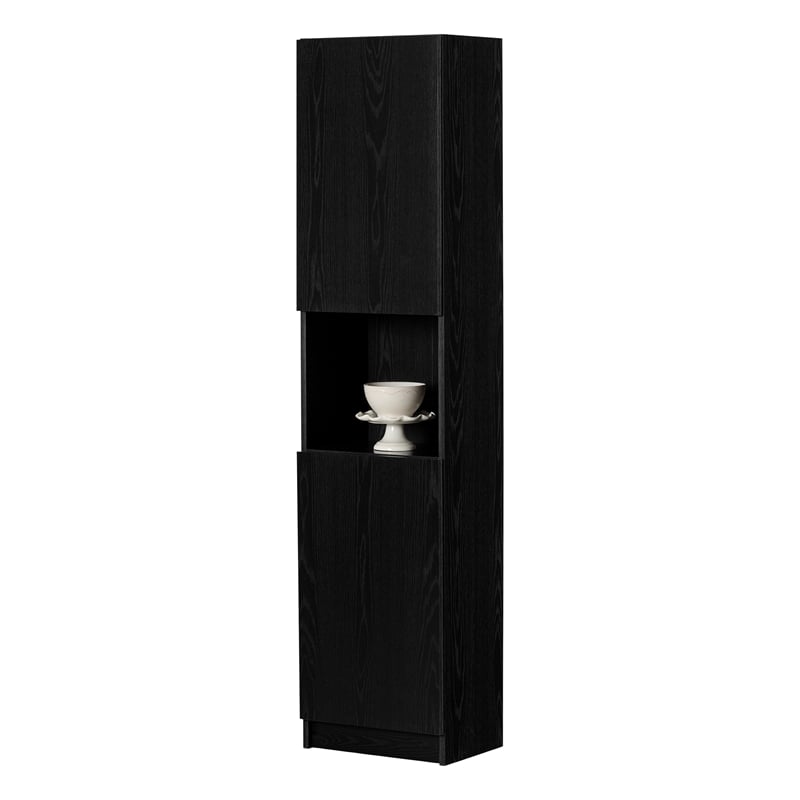 South Shore Arum 2-Door Narrow Storage Cabinet Narrow Black Oak