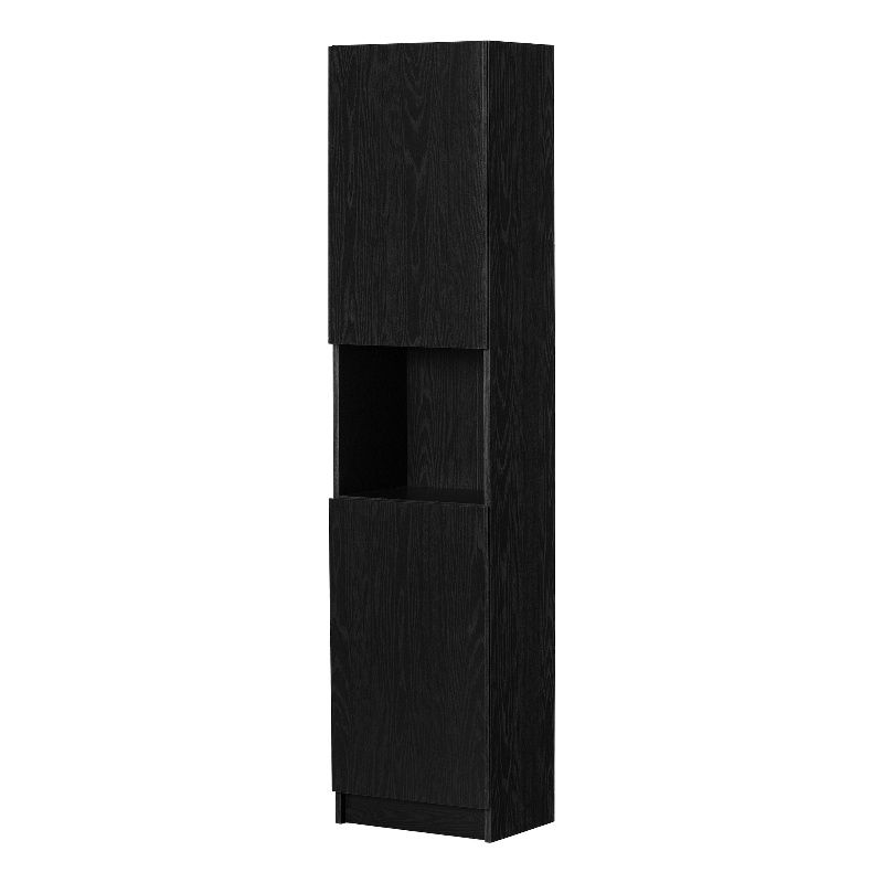 South Shore Arum 2-Door Narrow Storage Cabinet Narrow Black Oak