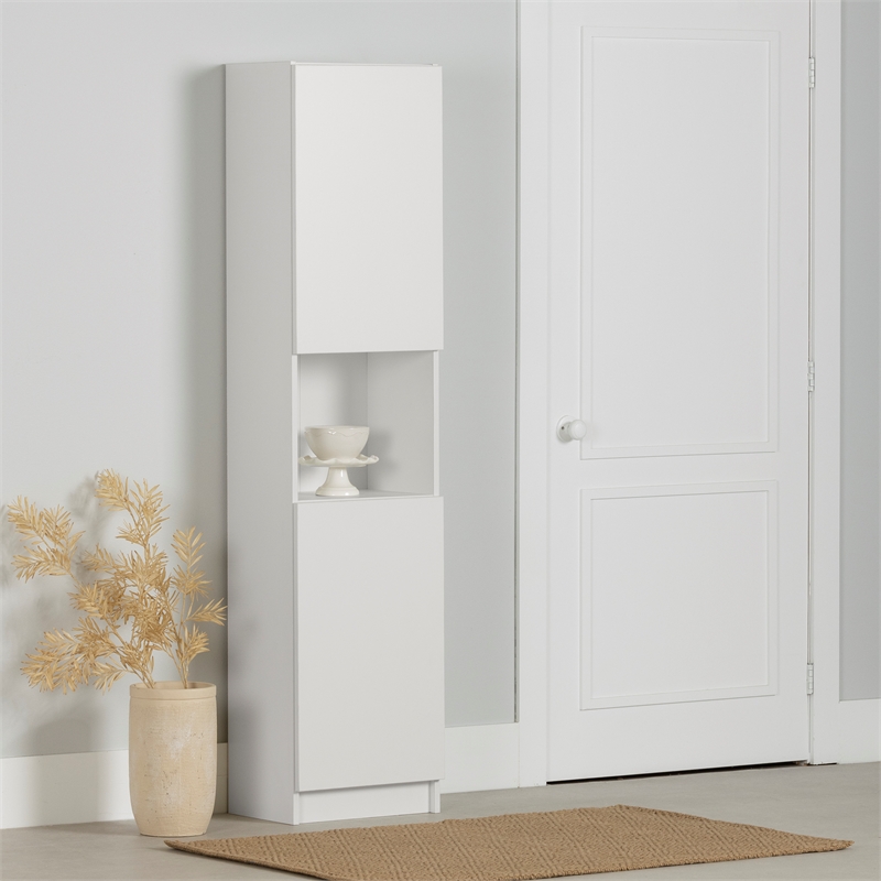 South Shore Arum 2-Door Narrow Storage Cabinet Narrow Pure White