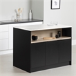 South Shore Olio Kitchen Island with Open Storage Black and Faux White Marble