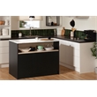 South Shore Olio Kitchen Island with Open Storage Black and Faux White Marble