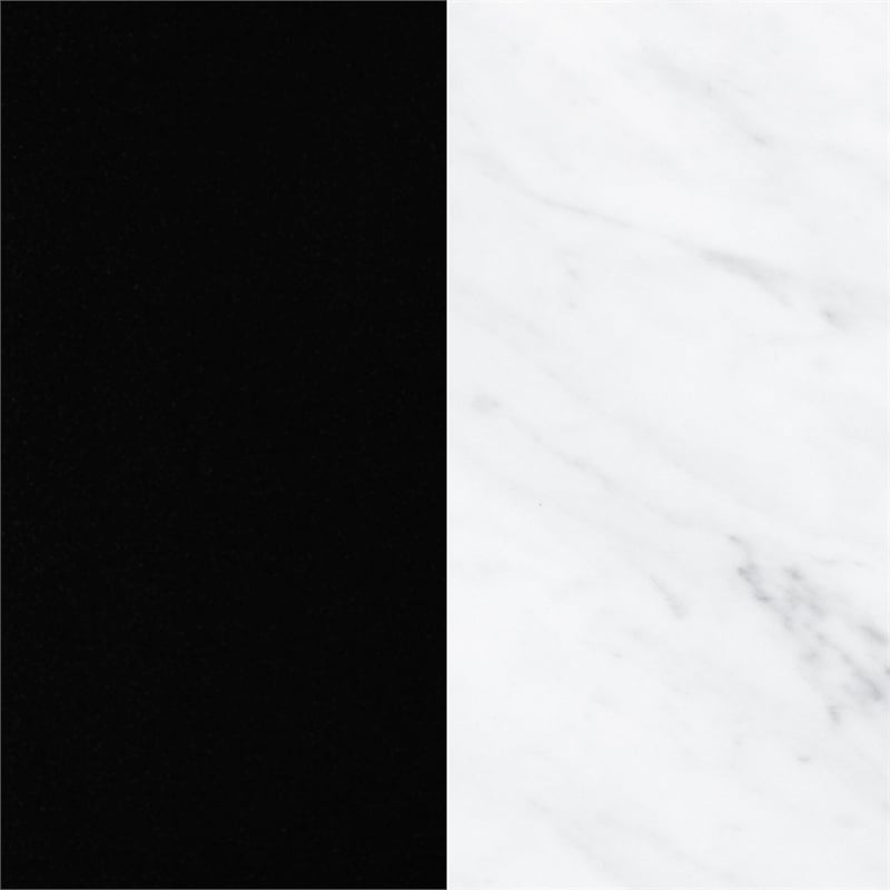 South Shore Olio Kitchen Island with Open Storage Black and Faux White Marble