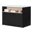South Shore Olio Kitchen Island with Open Storage Black and Faux White Marble