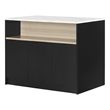 South Shore Olio Kitchen Island with Open Storage Black and Faux White Marble