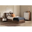South Shore Yodi Mates Bed and Bookcase Headboard Set Twin Natural Walnut
