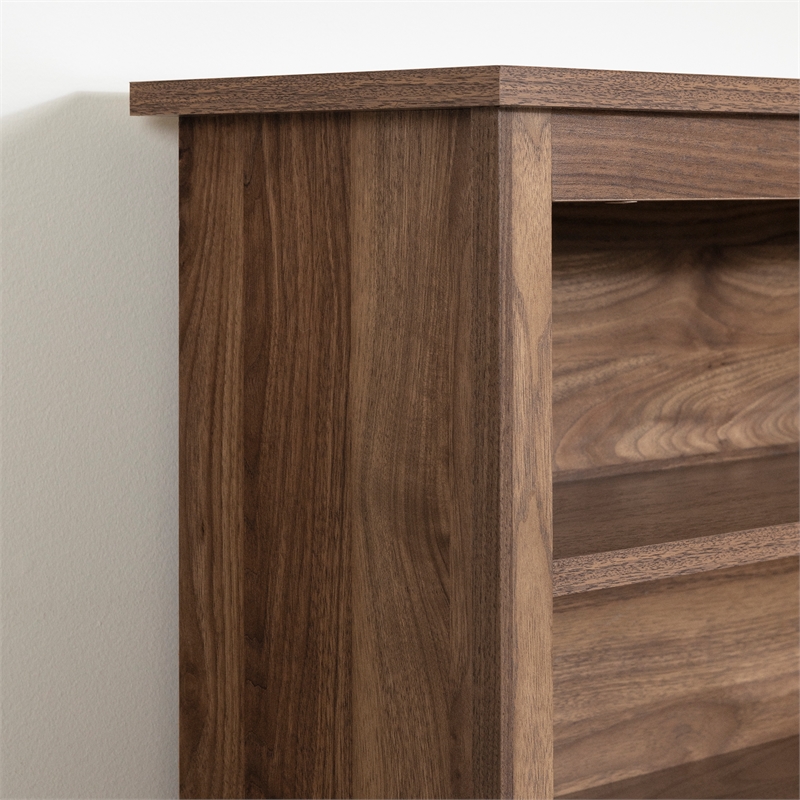 South Shore Yodi Mates Bed and Bookcase Headboard Set Twin Natural Walnut