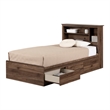 South Shore Yodi Mates Bed and Bookcase Headboard Set Twin Natural Walnut