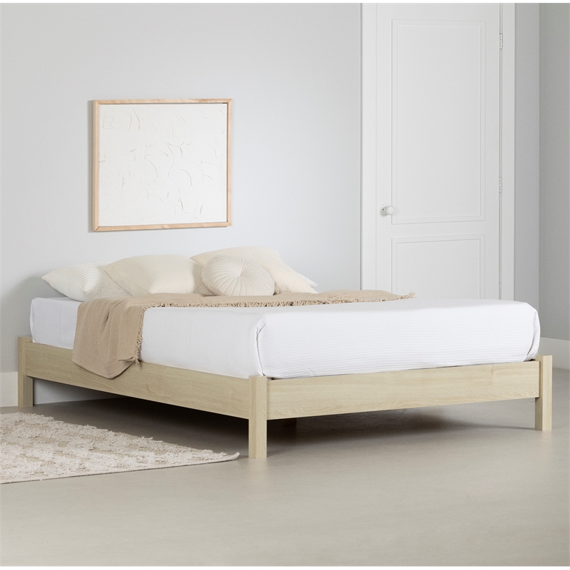 South Shore Step One Essential Platform Bed Queen Bleached Oak